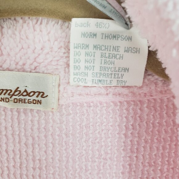 Norm Thompson Full Zip Robe Pink Cotton Terry Vintage Made in Ireland Size Large - Picture 8 of 8